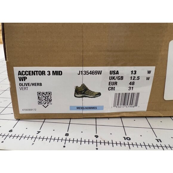 Merrell Men's Accentor 3 Waterproof Mid Hiking Boots Olive/Herb Sz. 13 W(EE) New - Picture 5 of 8